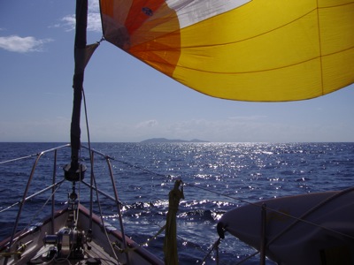 Winterlude Sailing Under Spinnaker to Cayos Cochinos
