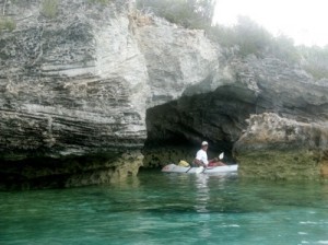 The kayaks and Winterlude crew explored the caves along Big Major by kayak before the storm.