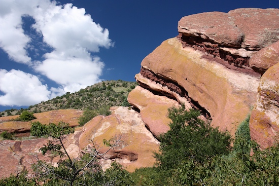 Hiking the Trading Post Trail at Red Rocks. "Only 1.4 miles" at 6.400 altitude was challenging. The hot hot temps didn't help. 