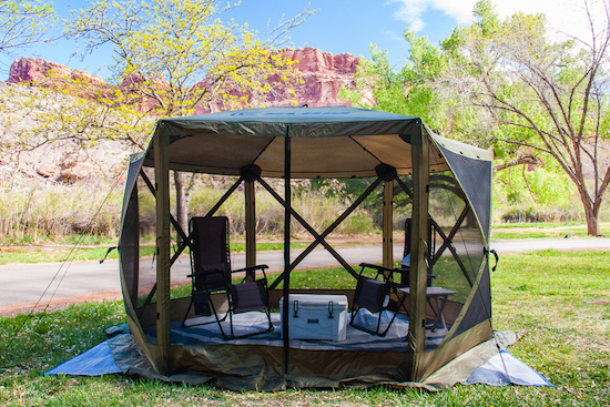 Clam screen outlet shelters